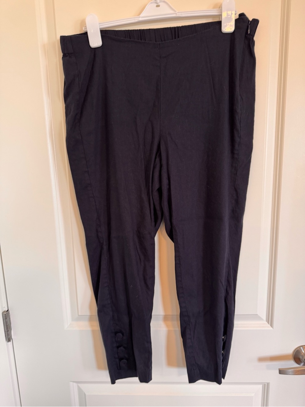 J. Jill Navy Stretch Button-Hem Crop Pants